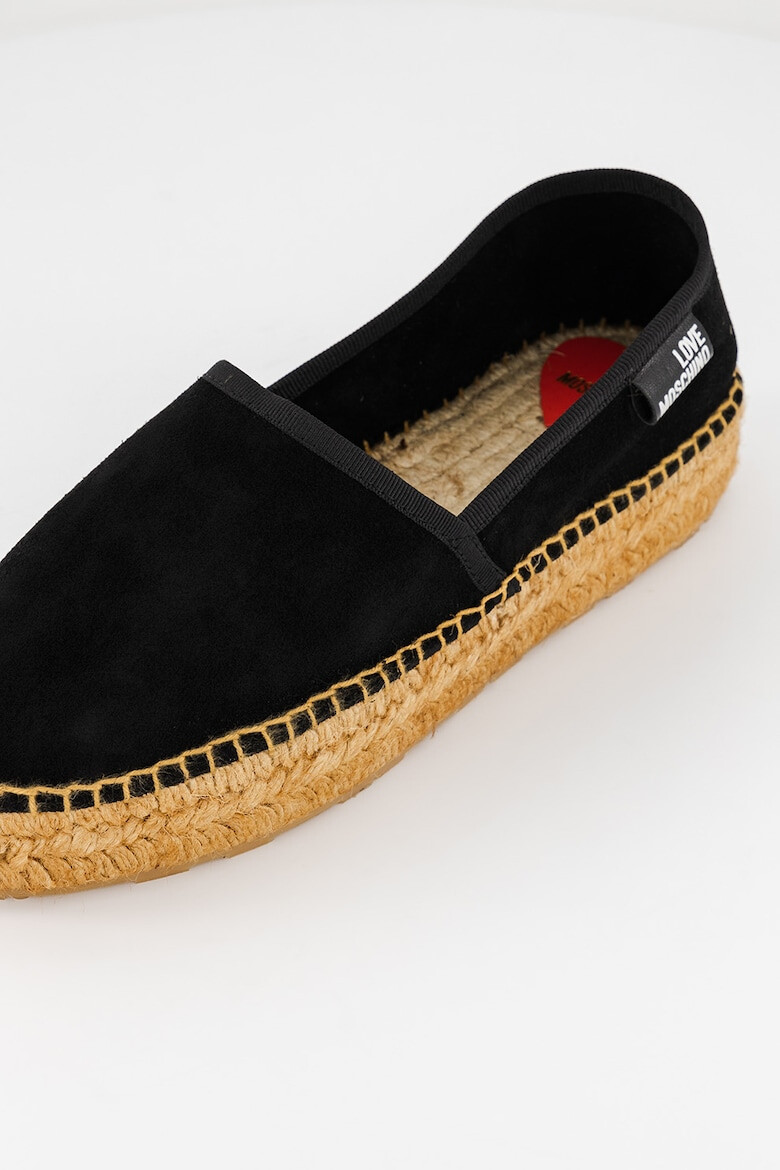 Love Moschino Espadrile din piele intoarsa cu logo discret - Pled.ro