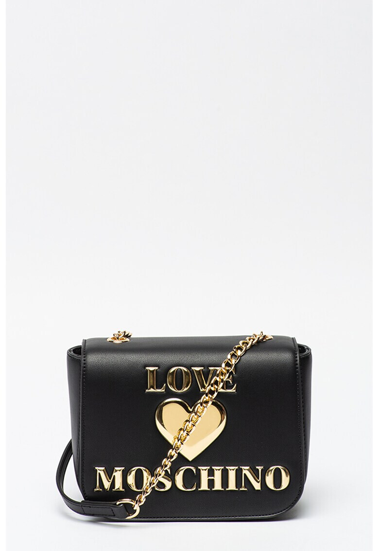 Love Moschino Geanta crossbody cu logo metalizat - Pled.ro