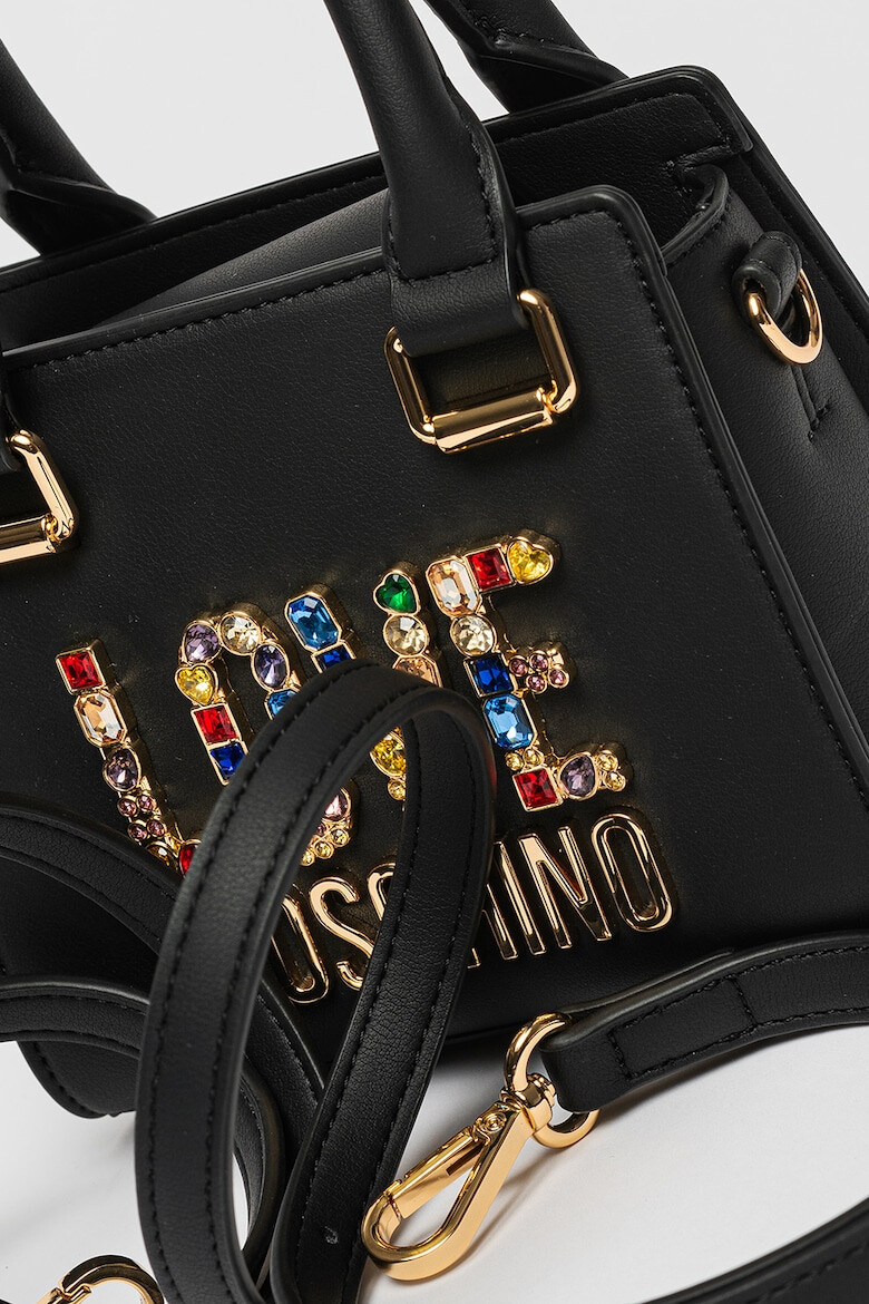 Love Moschino Geanta crossbody din piele ecologica decorata cu strasuri - Pled.ro