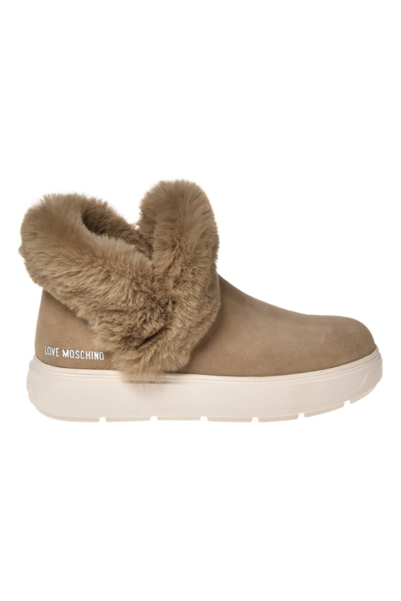 Love Moschino Ghete de piele cu garnituri de blana ecologica - Pled.ro