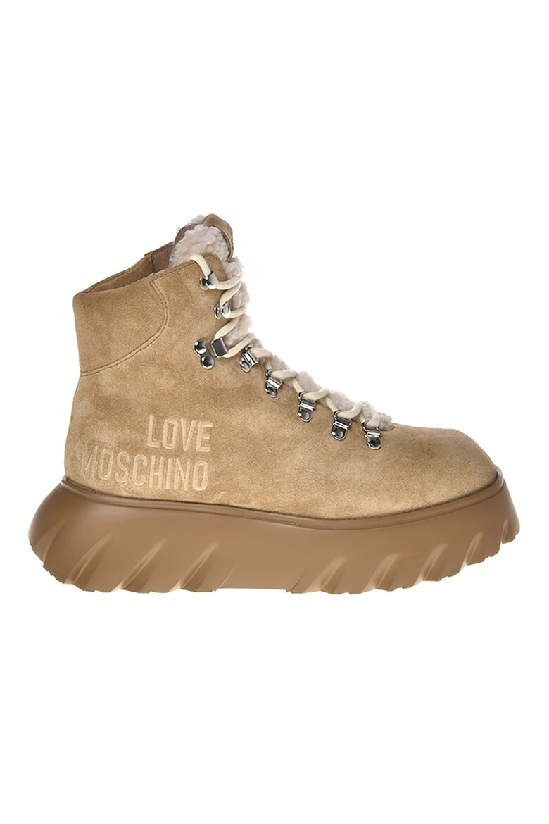 Love Moschino Ghete flatform din piele intoarsa cu detaliu din blana shearling sintetica - Pled.ro