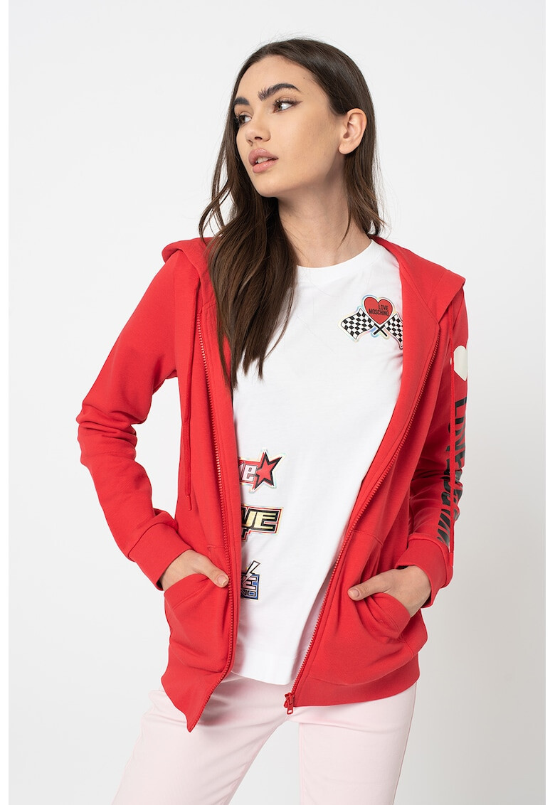 Love Moschino Hanorac cu fermoar si logo - Pled.ro