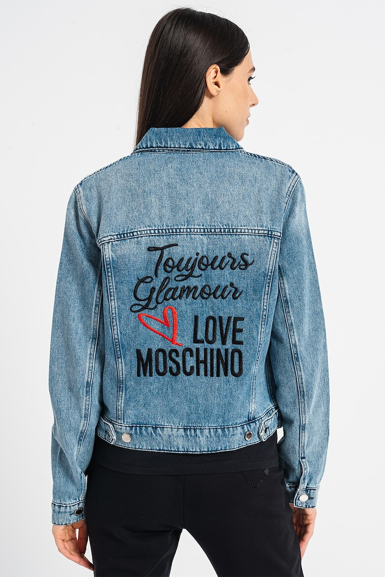 Love Moschino Jacheta din denim cu logo supradimensionat - Pled.ro