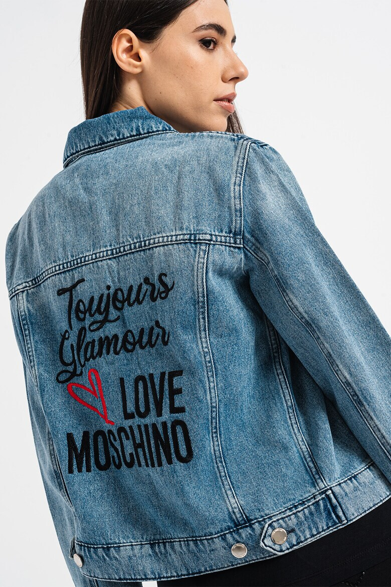 Love Moschino Jacheta din denim cu logo supradimensionat - Pled.ro