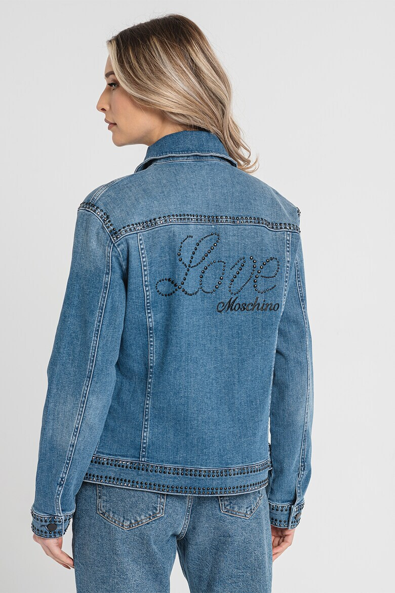 Love Moschino Jacheta din denim cu nituri si strasuri - Pled.ro