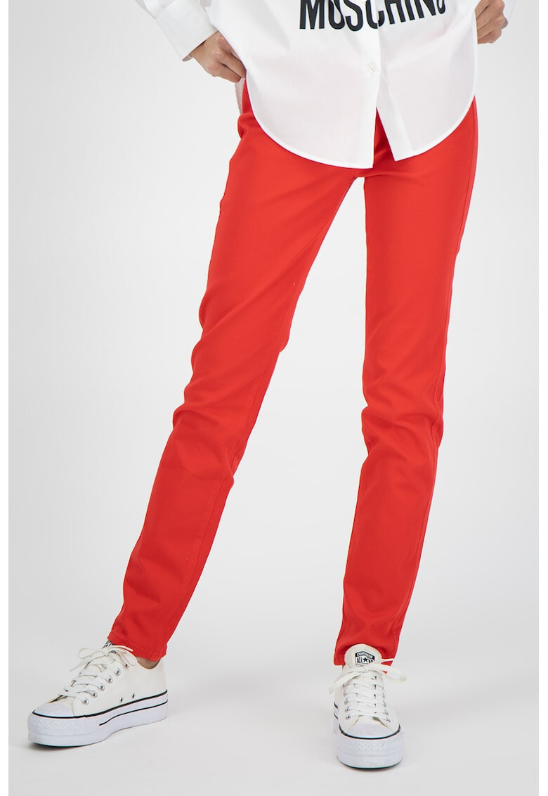 Love Moschino Jeggings slim fit cu buzunar cu broderie pe partea din spate - Pled.ro