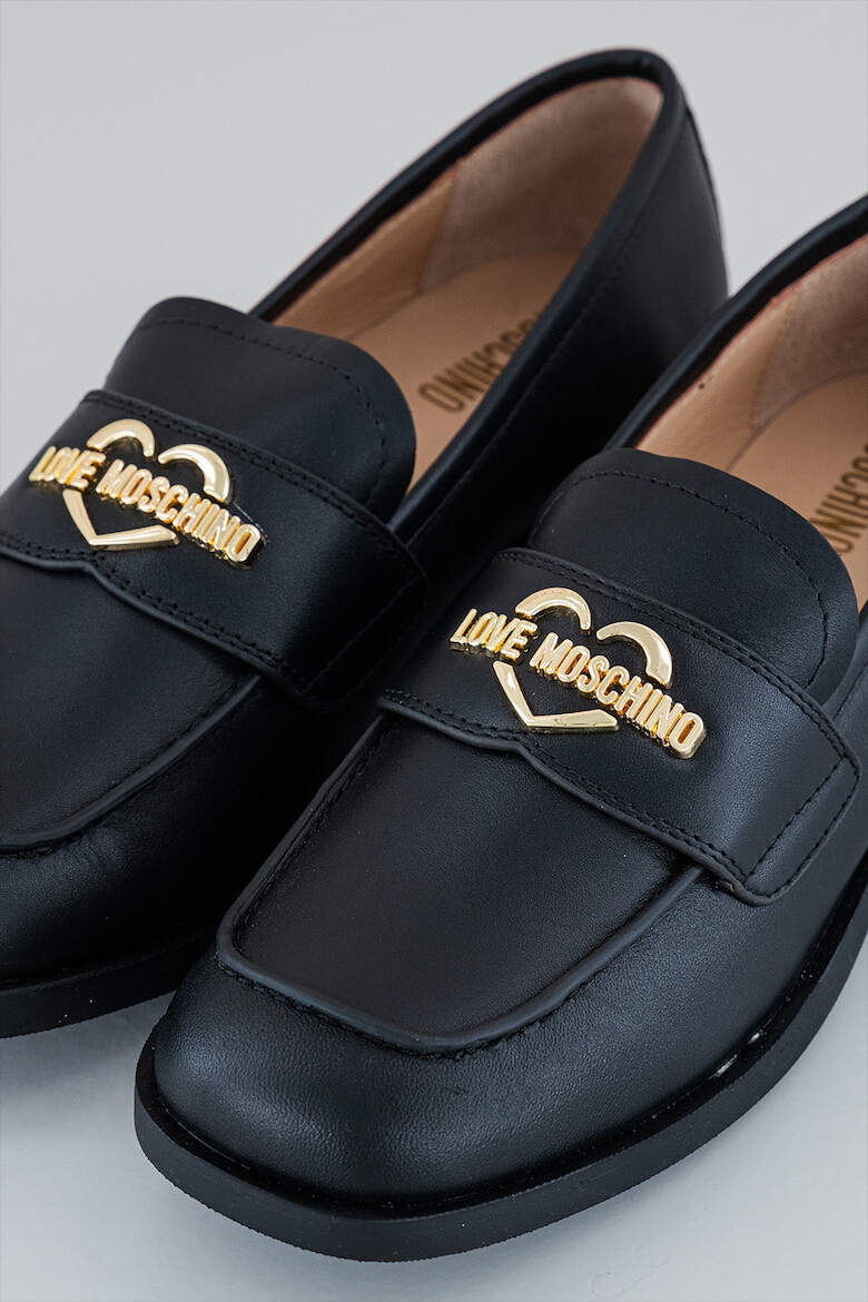 Love Moschino Pantofi loafer de piele cu logo metalic - Pled.ro