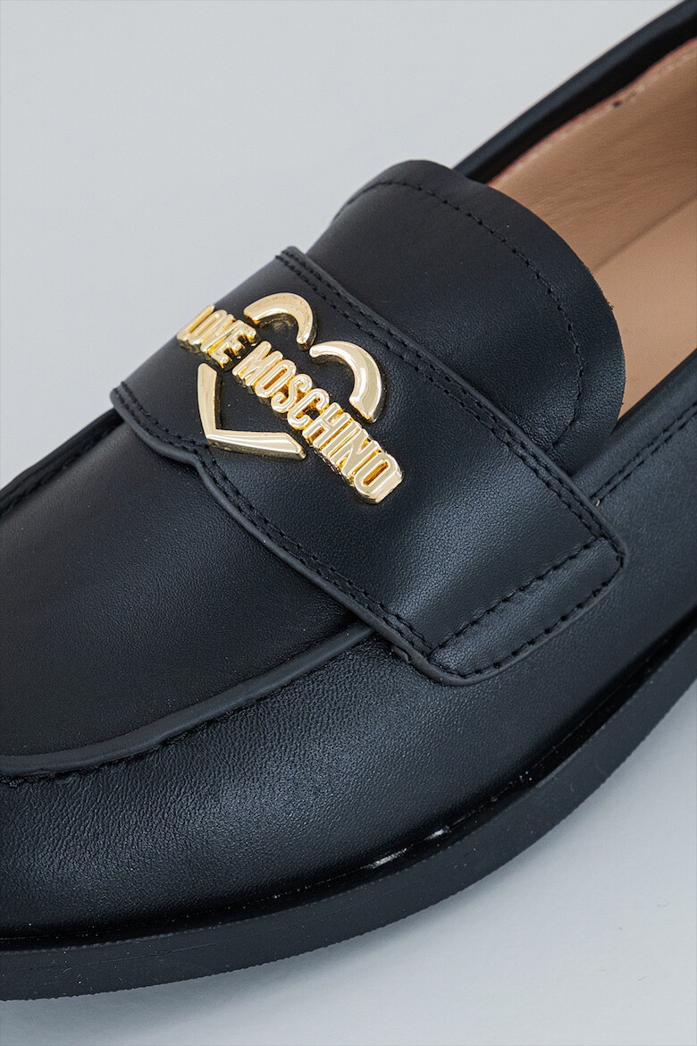 Love Moschino Pantofi loafer de piele cu logo metalic - Pled.ro