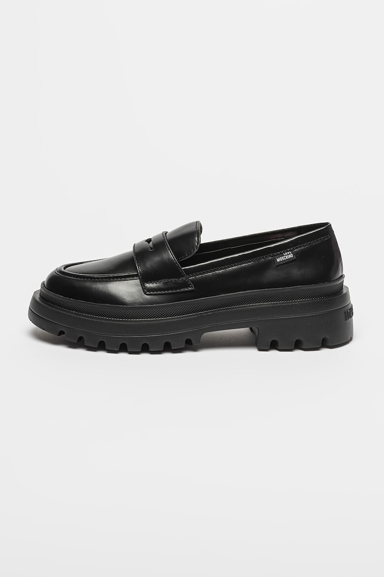 Love Moschino Pantofi loafer de piele cu toc masiv - Pled.ro