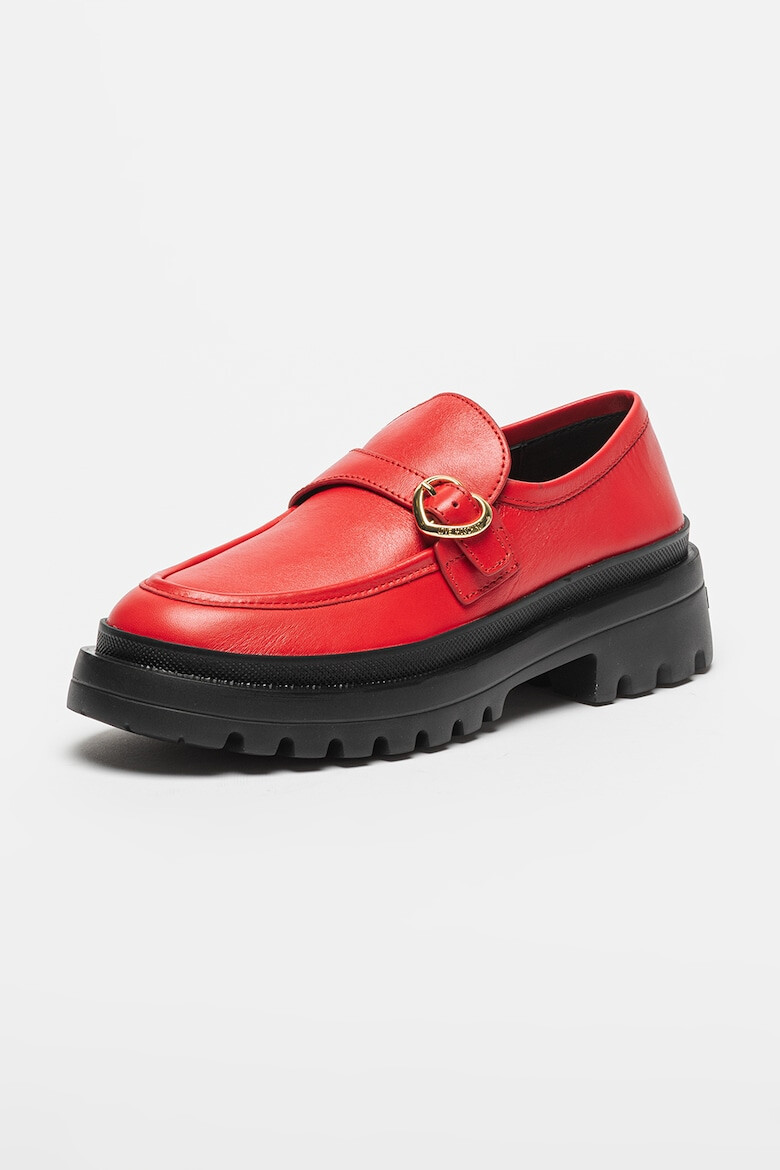 Love Moschino Pantofi loafer de piele cu toc masiv - Pled.ro