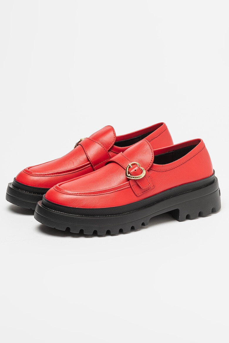 Love Moschino Pantofi loafer de piele cu toc masiv - Pled.ro