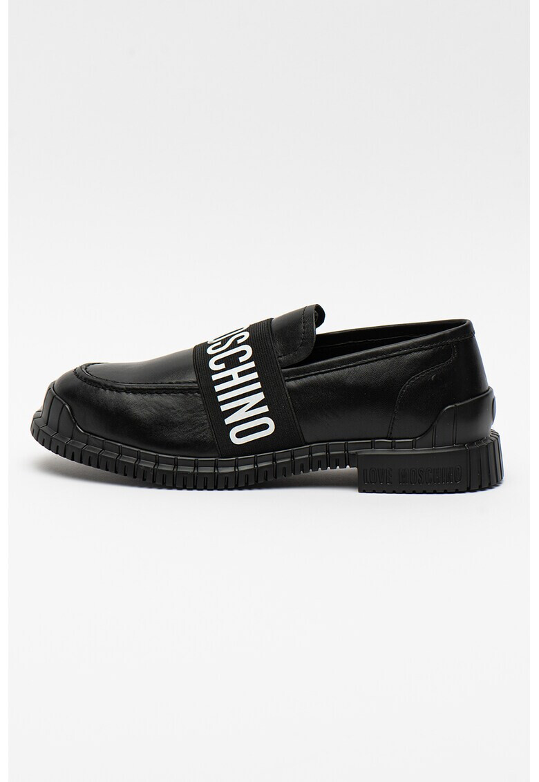 Love Moschino Pantofi loafer din piele cu banda logo - Pled.ro