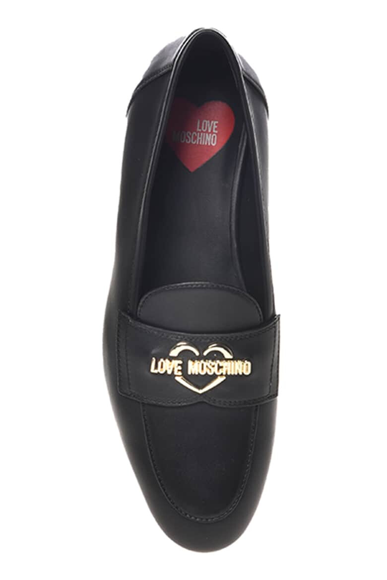 Love Moschino Pantofi loafer din piele cu logo metalic - Pled.ro