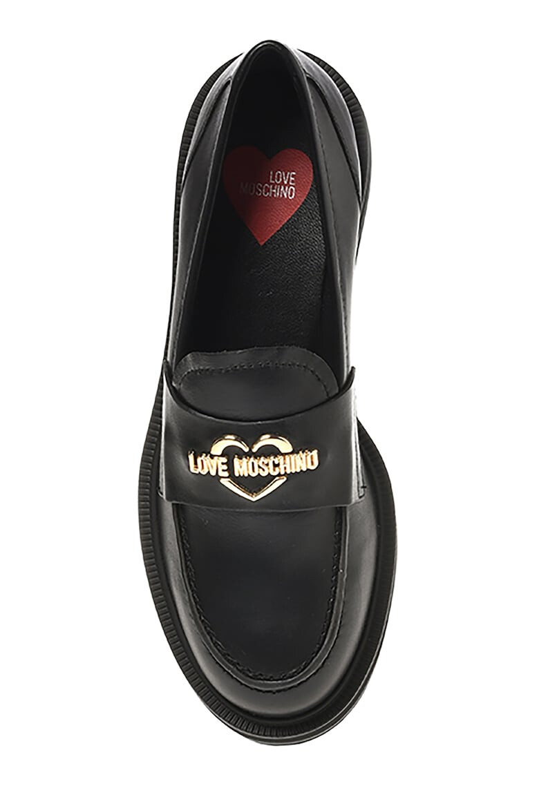 Love Moschino Pantofi loafer din piele cu logo metalic - Pled.ro