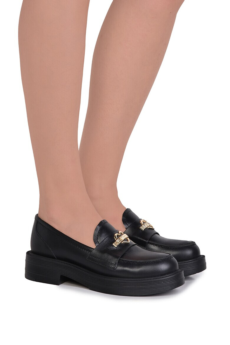 Love Moschino Pantofi loafer din piele cu logo metalic - Pled.ro