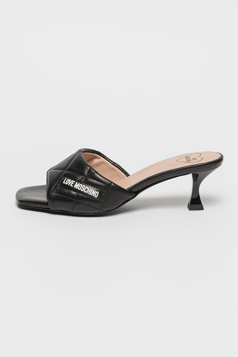 Love Moschino Papuci de piele cu toc si logo - Pled.ro