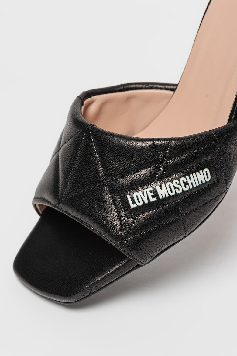 Love Moschino Papuci de piele cu toc si logo - Pled.ro