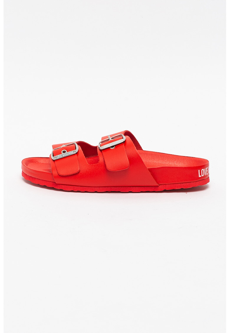 Love Moschino Papuci din piele cu catarama - Pled.ro