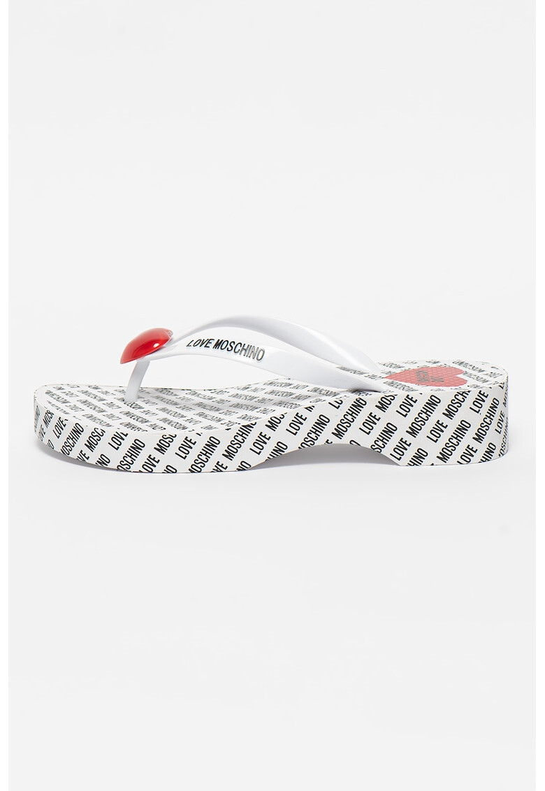 Love Moschino Papuci flip-flop cu talpa demi-wedge si aplicatie in forma de inima - Pled.ro