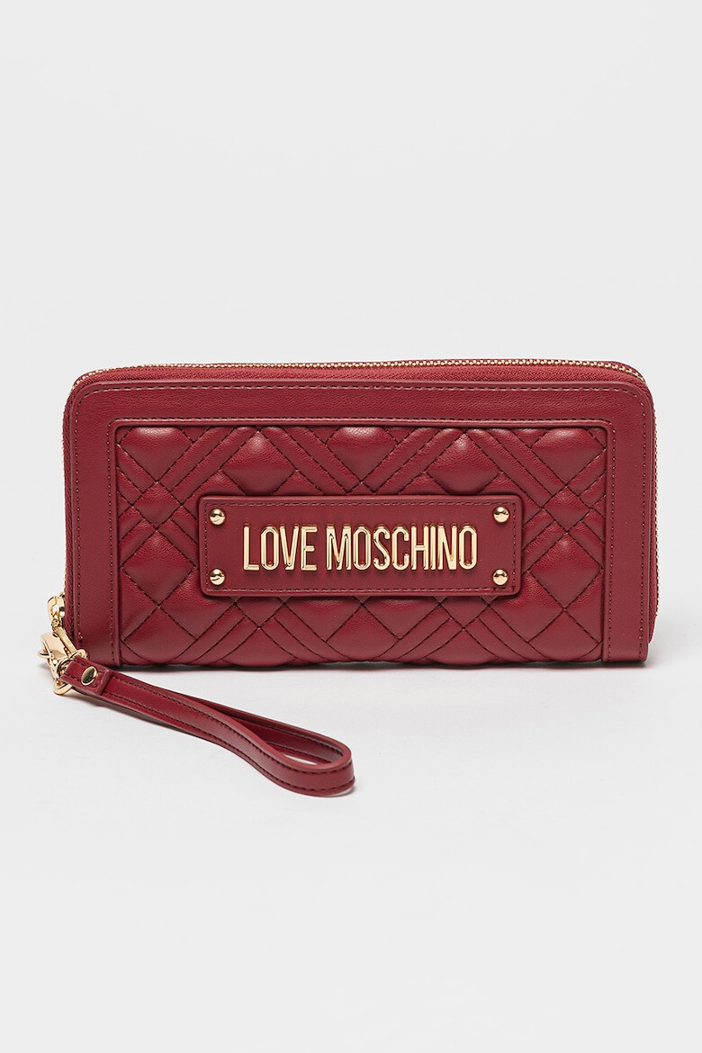 Love Moschino Portofel dreptunghiular de piele ecologica cu aspect matlasat si bareta pentru incheietura - Pled.ro