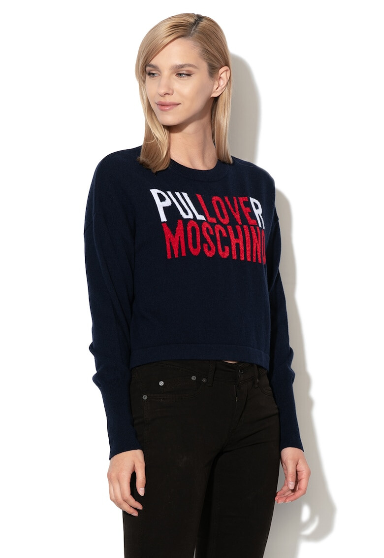 Love Moschino Pulover crop din amestec de lana cu model logo - Pled.ro