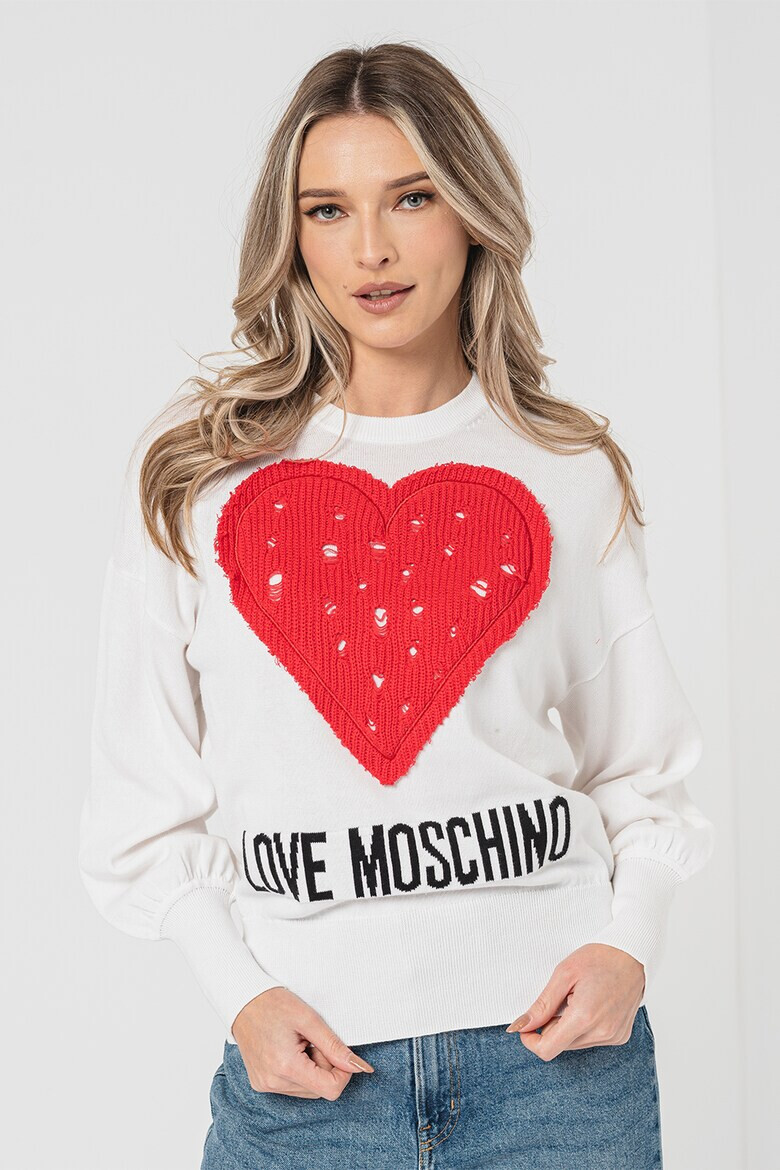 Love Moschino Pulover cu aplicatie cu inima - Pled.ro