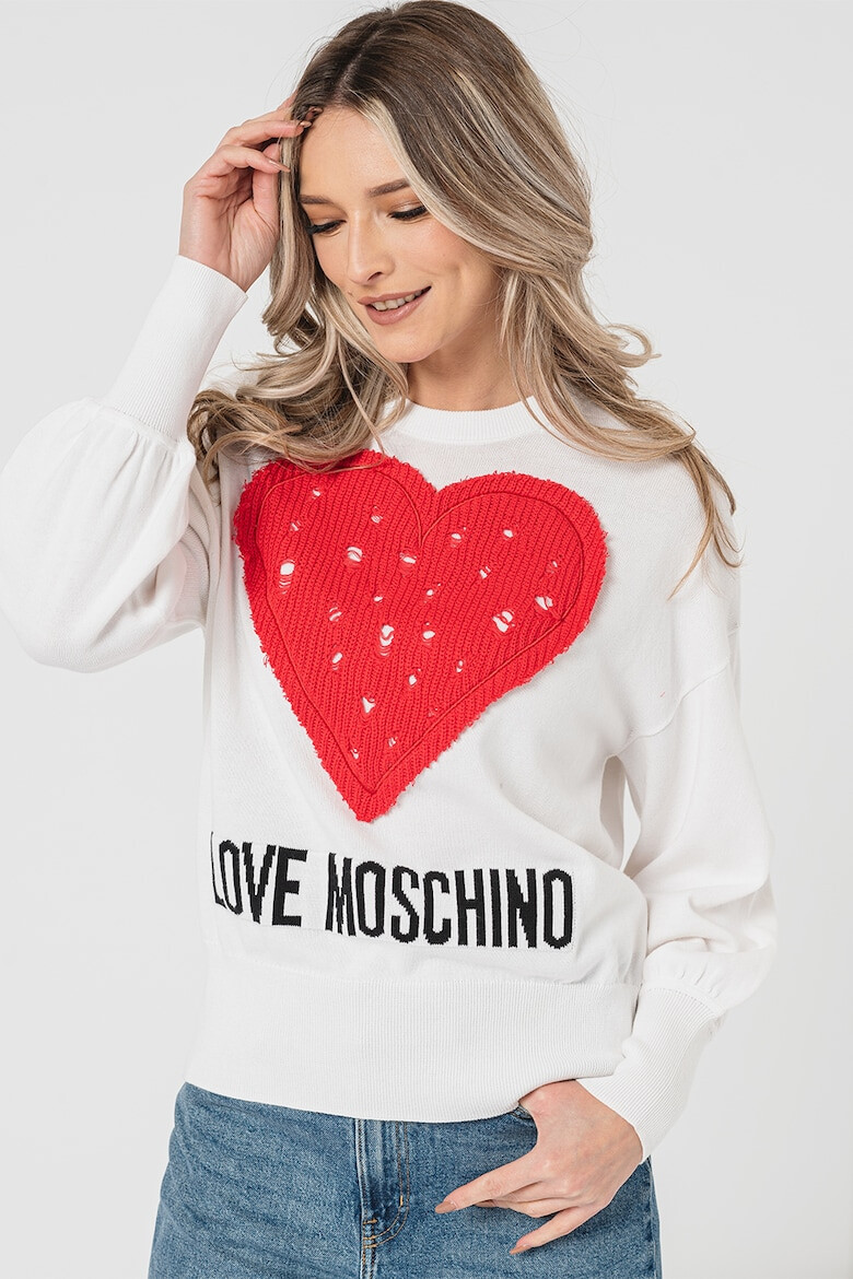 Love Moschino Pulover cu aplicatie cu inima - Pled.ro