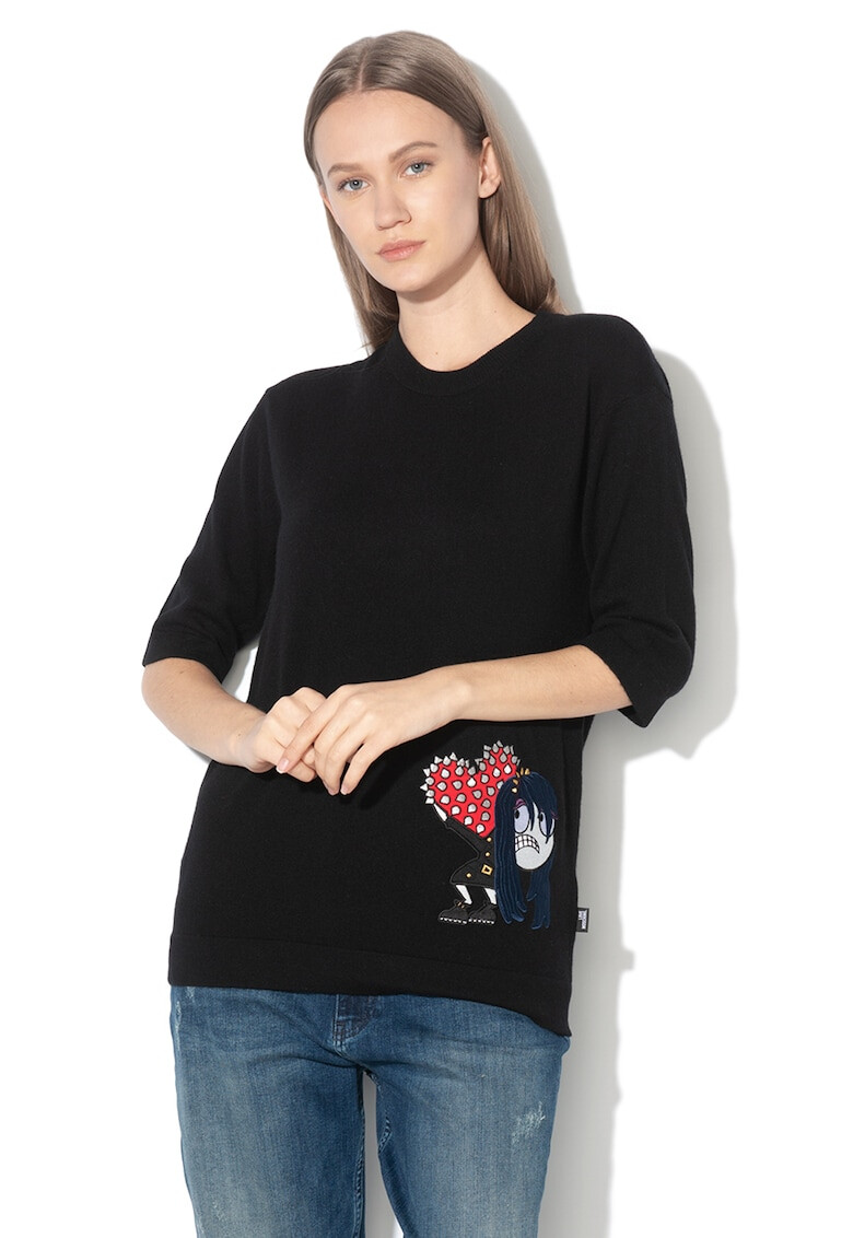 Love Moschino Pulover cu detaliu brodat - Pled.ro