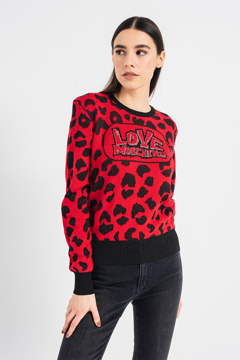 Love Moschino Pulover cu logo si animal print - Pled.ro