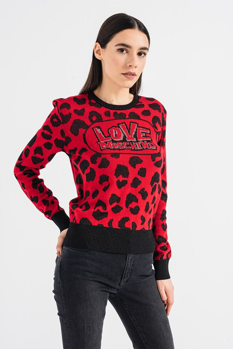 Love Moschino Pulover cu logo si animal print - Pled.ro