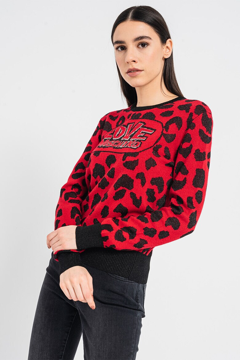 Love Moschino Pulover cu logo si animal print - Pled.ro