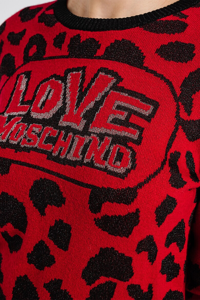 Love Moschino Pulover cu logo si animal print - Pled.ro