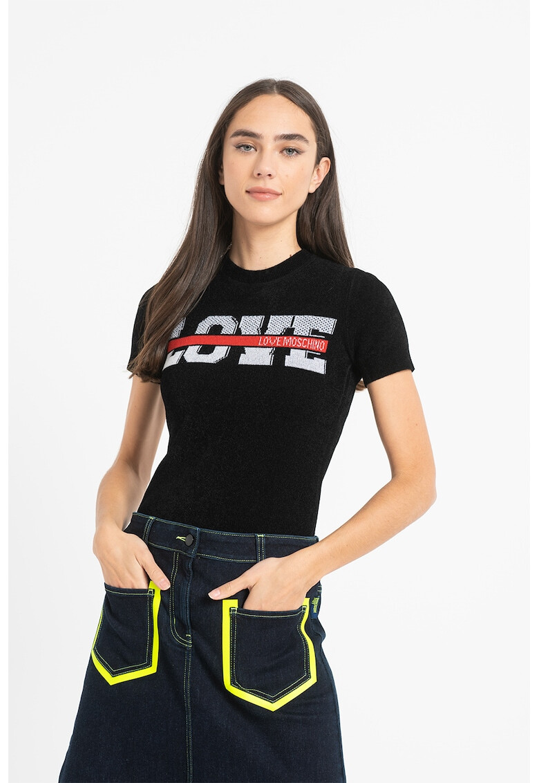 Love Moschino Pulover din amestec de lana cu imprimeu logo - Pled.ro