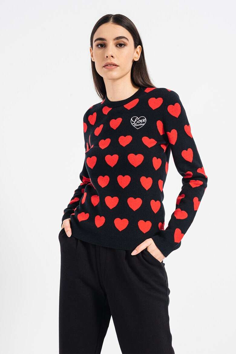 Love Moschino Pulover din amestec de lana cu model cu inimi - Pled.ro