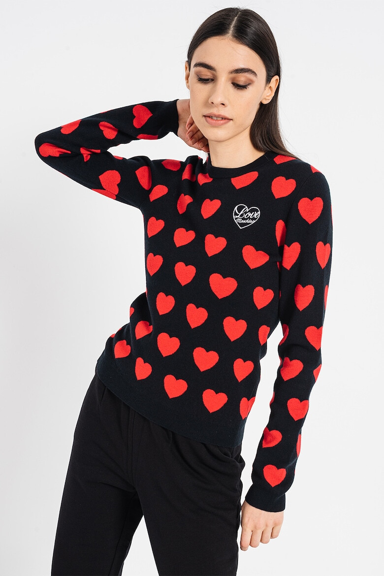 Love Moschino Pulover din amestec de lana cu model cu inimi - Pled.ro