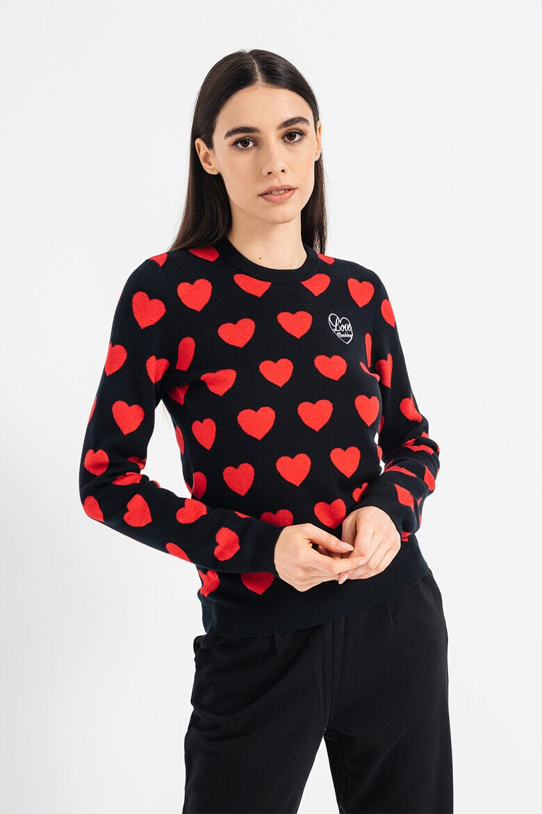 Love Moschino Pulover din amestec de lana cu model cu inimi - Pled.ro