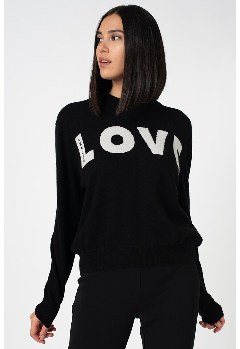 Love Moschino Pulover din amestec de lana cu model text - Pled.ro