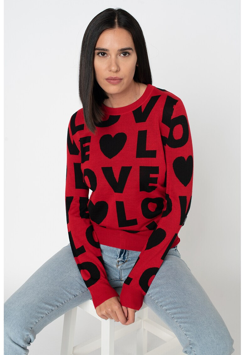 Love Moschino Pulover din amestec de lana cu model text - Pled.ro