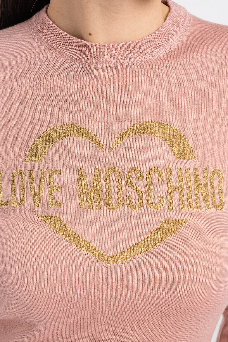 Love Moschino Pulover din lana cu logo stralucitor - Pled.ro