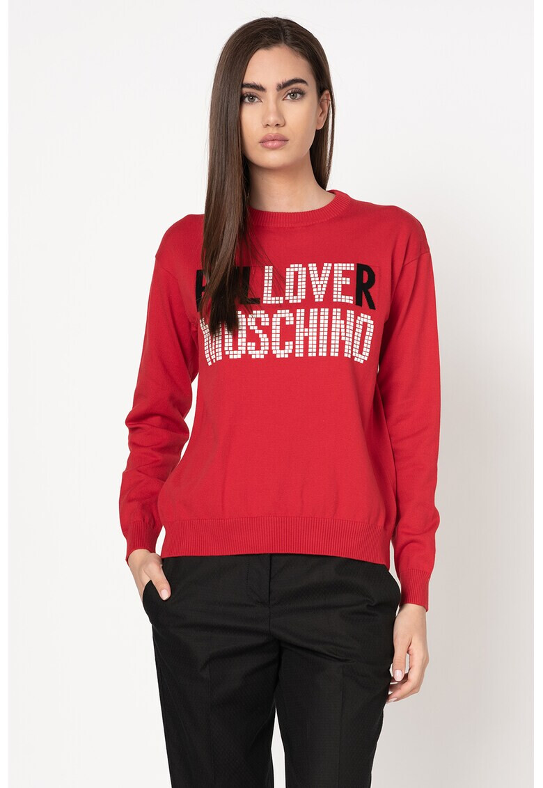 Love Moschino Pulover tricotat fin cu aplicatie logo - Pled.ro