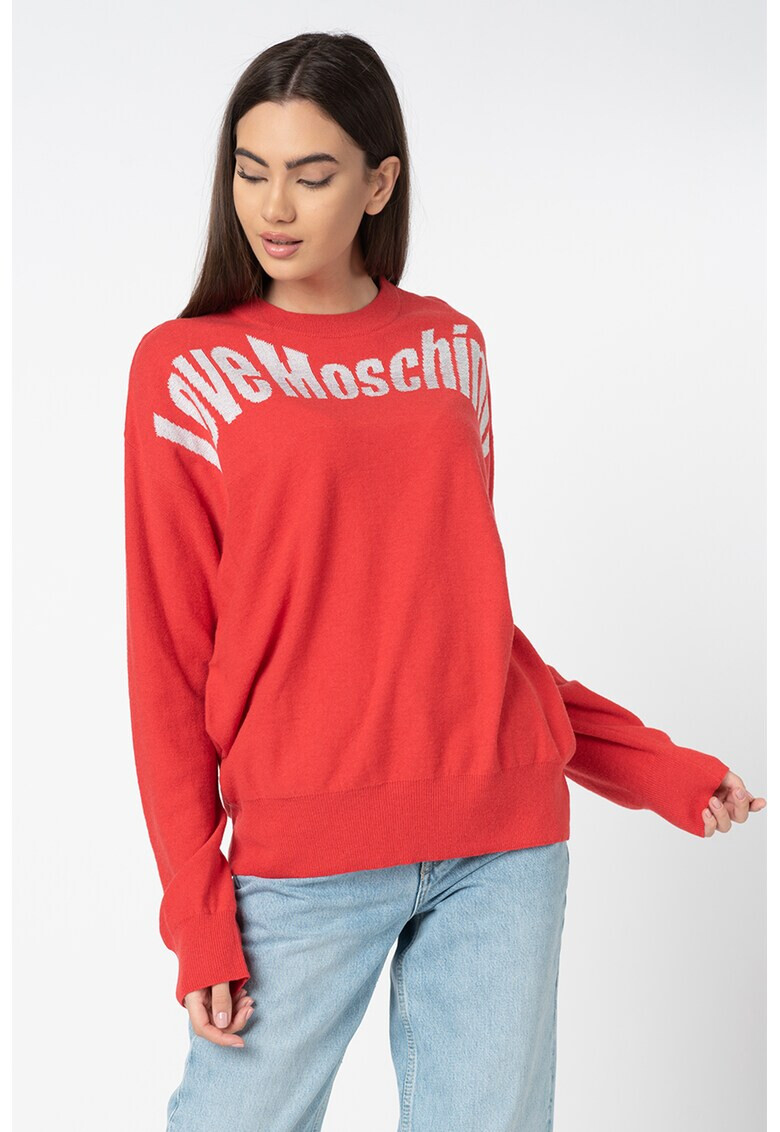 Love Moschino Pulover lejer din amestec de lana cu logo - Pled.ro