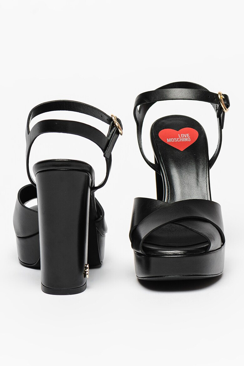 Love Moschino Sandale de piele cu aspect masiv si barete incrucisate - Pled.ro