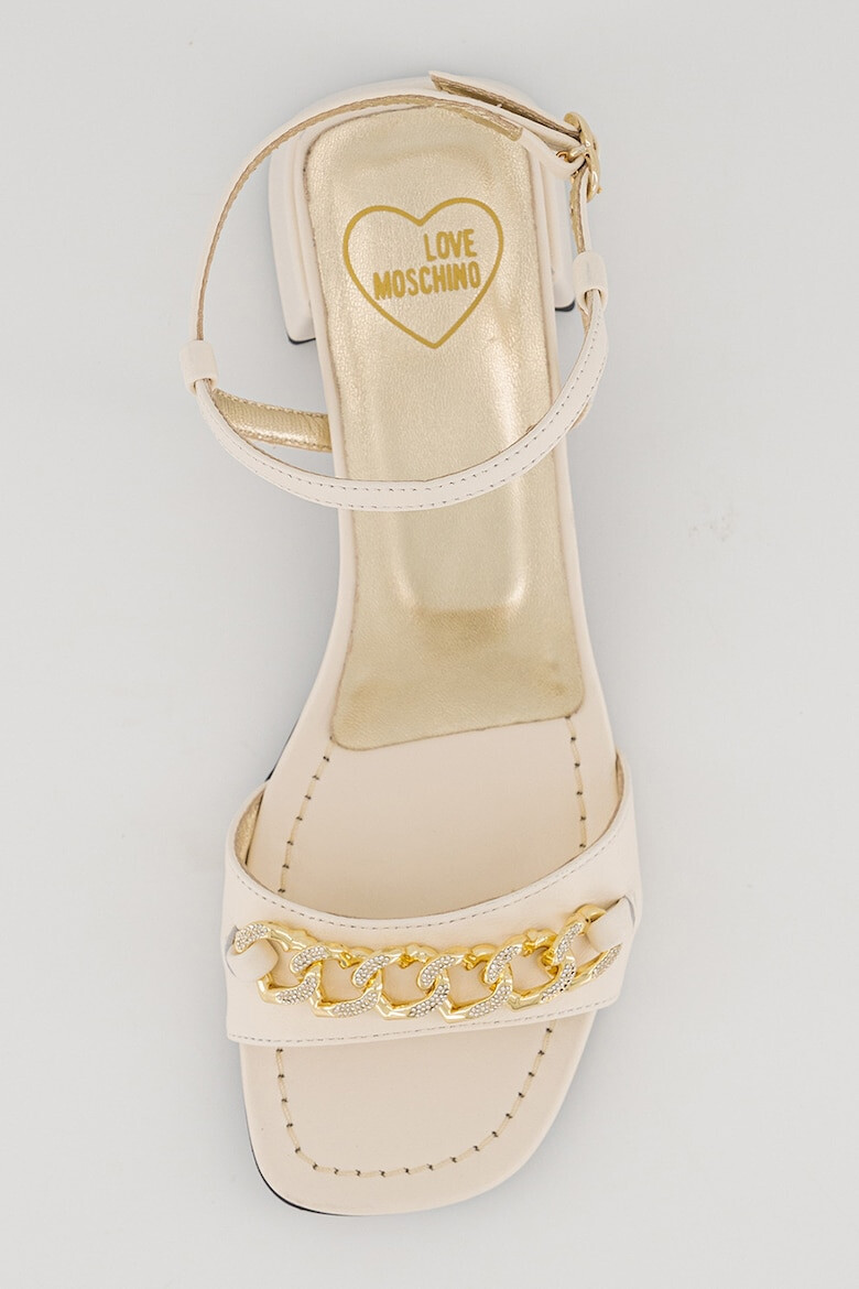 Love Moschino Sandale de piele cu lant cu inimi - Pled.ro