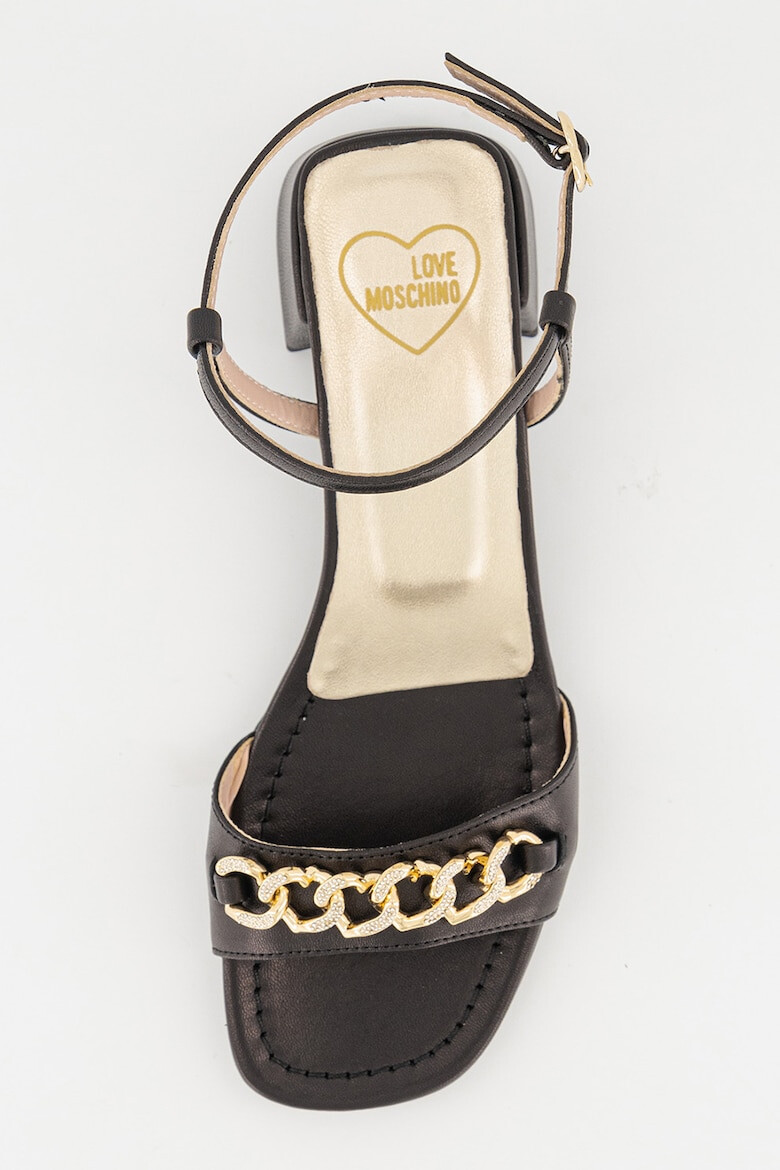 Love Moschino Sandale de piele cu lant cu inimi - Pled.ro