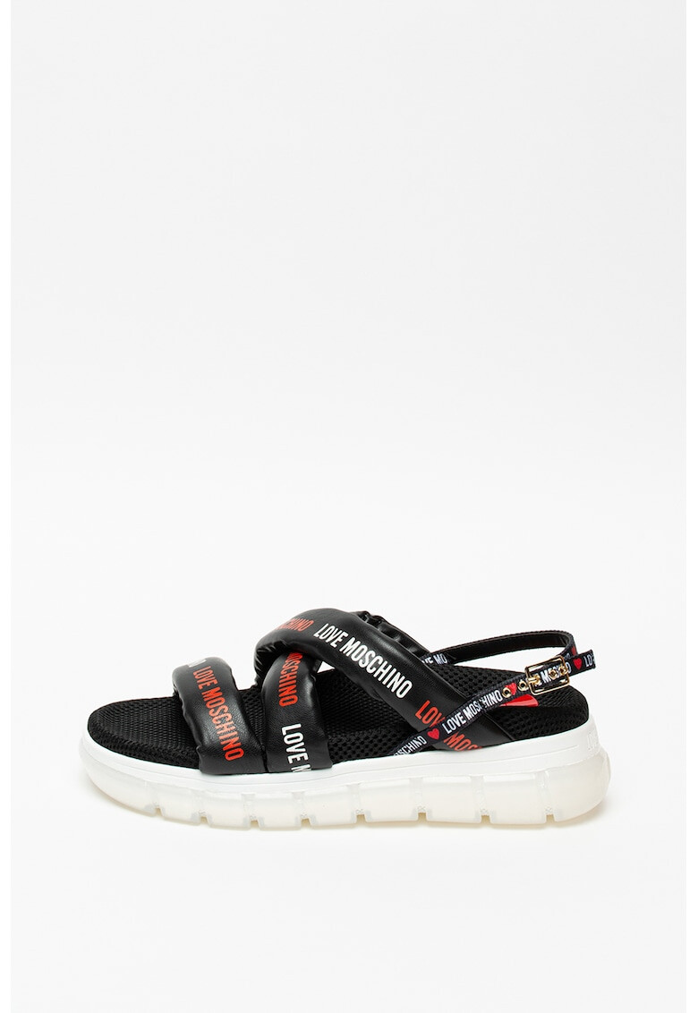 Love Moschino Sandale de piele ecologica cu model logo - Pled.ro