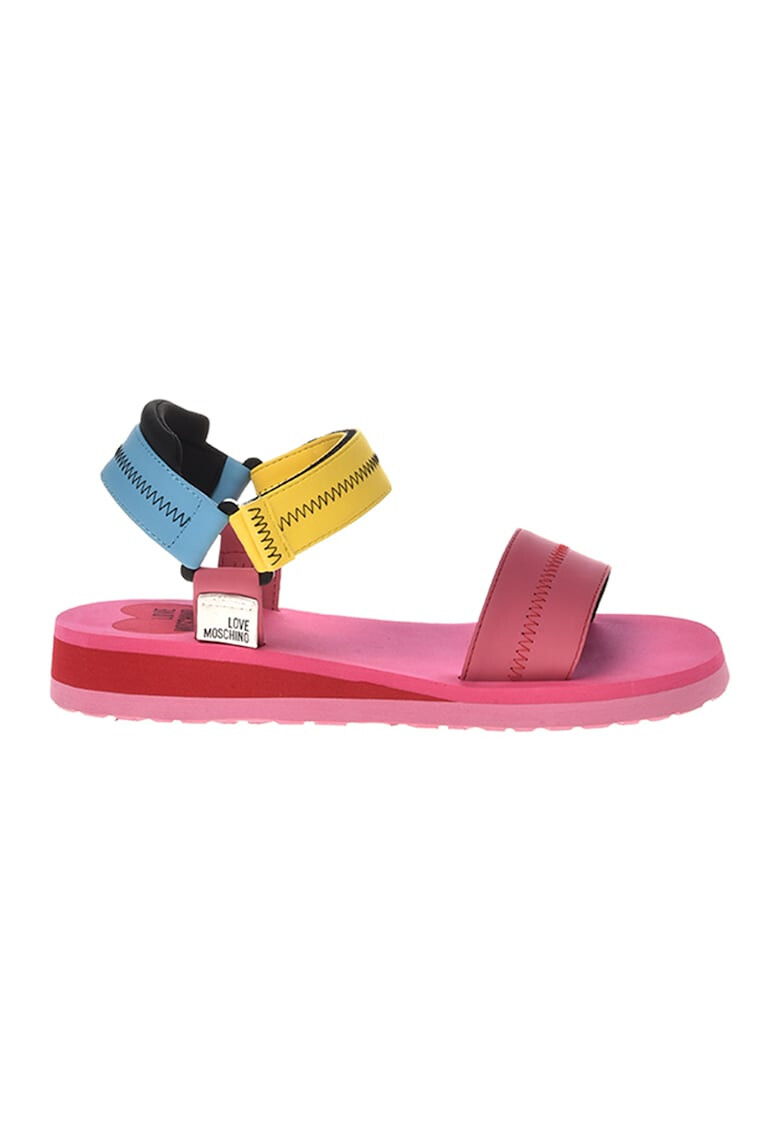 Love Moschino Sandale de piele ecologica cu velcro si logo - Pled.ro