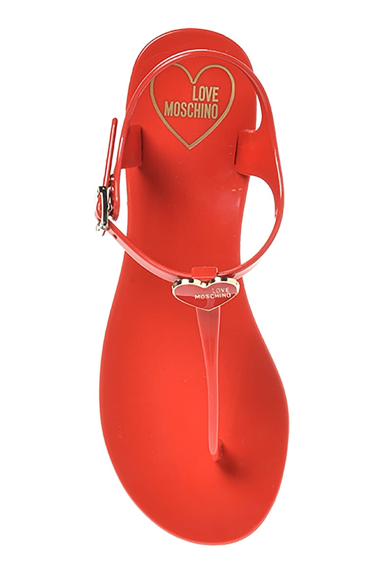 Love Moschino Sandale din cauciuc cu bareta separatoare si aplicatie logo metalica - Pled.ro