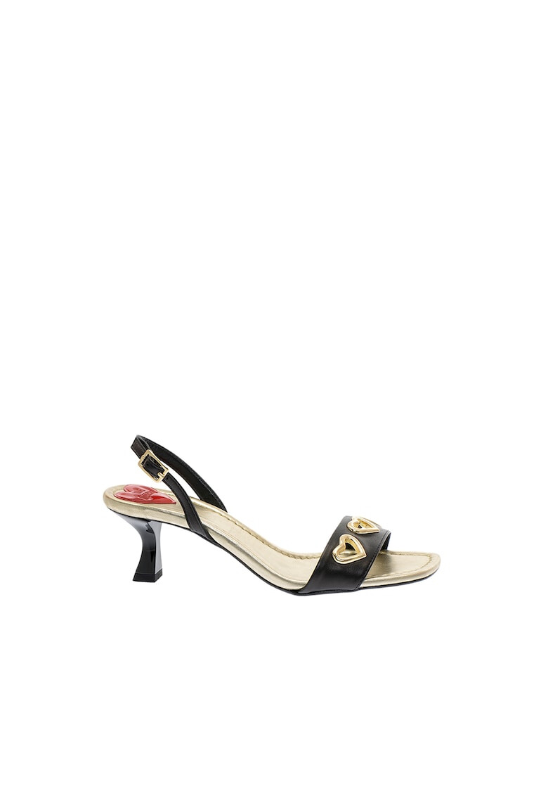 Love Moschino Sandale slingback din piele cu nituri in forma de inima - Pled.ro