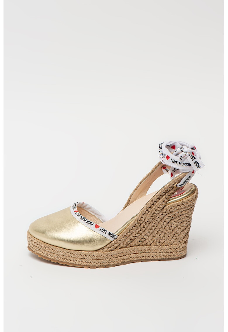 Love Moschino Sandale tip espadrile din piele cu talpa wedge - Pled.ro