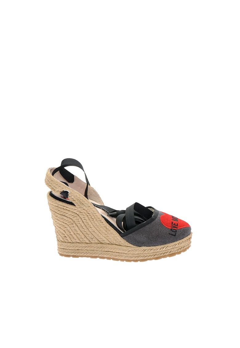 Love Moschino Sandale tip espadrile wedge cu broderie logo - Pled.ro